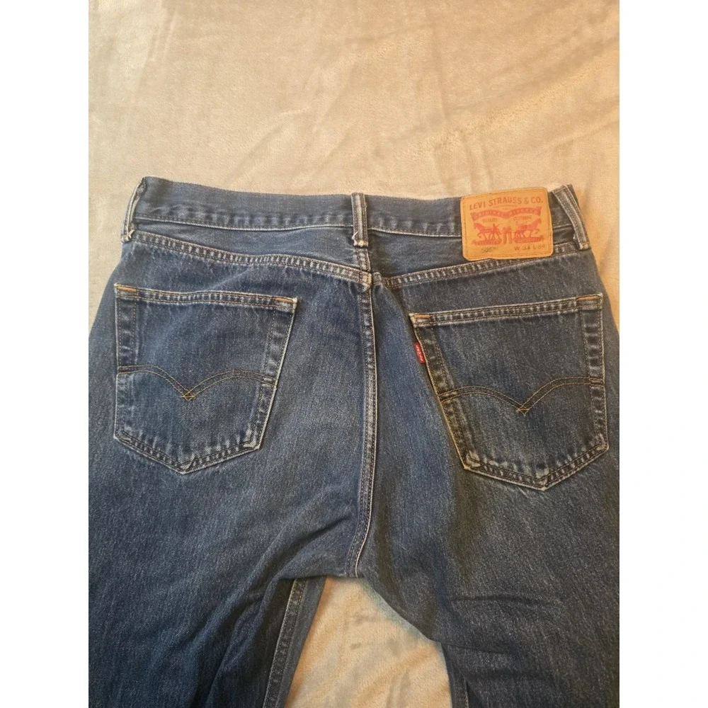 Levi's 505 Loose Straight Jeans Men's 34x34 Blue Medium Wash Denim Pants Fade
